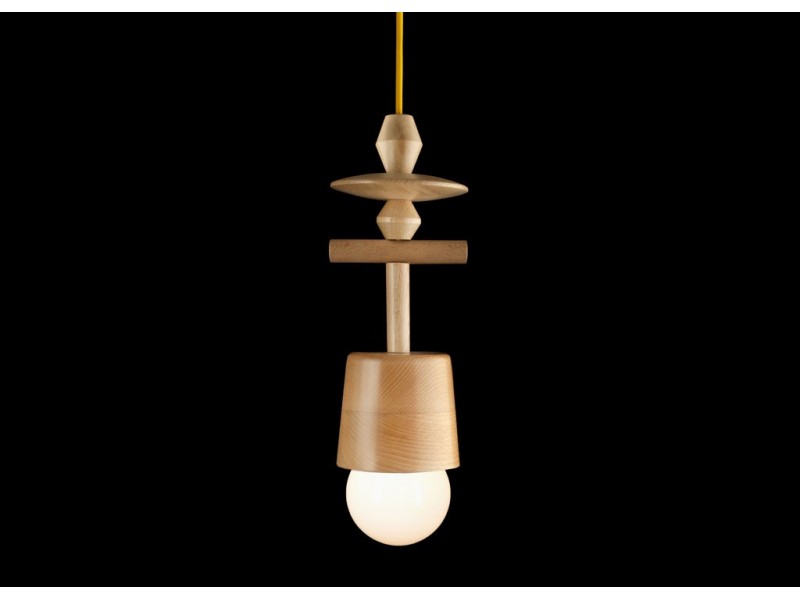 Lampa Skandynawska Drewniana HOP Design TOTEM 6 z Dzwonkiem